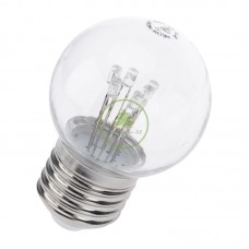 Лампа шар 45мм, 6 LED, зеленая, прозрачная колба, 1Вт