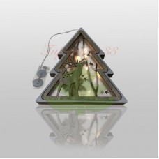 Деревянная фигурка с подсветкой «Подвесная елочка» 16х2х18 см