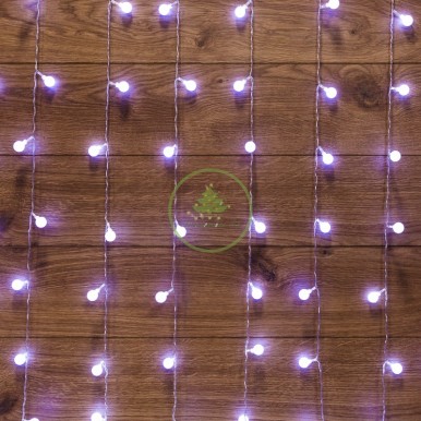 Гирлянда "Светодиодный Дождь" 1,5*1,5 м, с насадками шарики, свечение с динамикой, прозрачный провод, 230 В, диоды БЕЛЫЕ, NEON-NIGHT