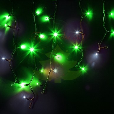 Айсикл (бахрома) светодиодный с эффектом мерцания, 4,0х0,6м, черный провод КАУЧУК, диоды зеленые, NEON-NIGHT,NEON NIGHT