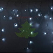 Айсикл (бахрома) светодиодный, 5,6х0,9м, белый провод "КАУЧУК", диоды БЕЛЫЕ с эффектом мерцания, NEON-NIGHT