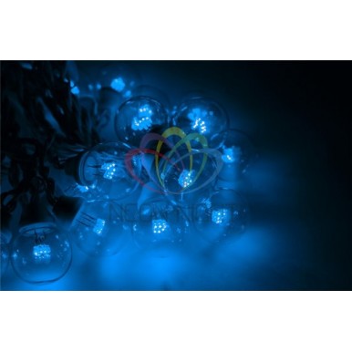 Готовый набор: Гирлянда LED Galaxy Bulb String, 30 ламп, 10 м, в лампе 6 LED, цвет синий, провод черный каучуковый, влагостойкая IP54,NEON NIGHT