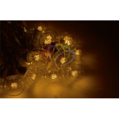 Готовый набор: Гирлянда LED Galaxy Bulb String, 30 ламп, 10 м, в лампе 6 LED, цвет желтый, провод черный каучуковый, влагостойкая IP54,NEON NIGHT