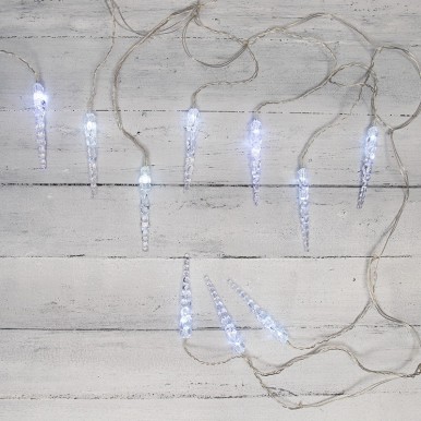 Гирлянда светодиодная "Сосульки" 10 LED БЕЛЫЕ 1,5 метра, прозрачный ПВХ, питание 220В, NEON-NIGHT, 303-068